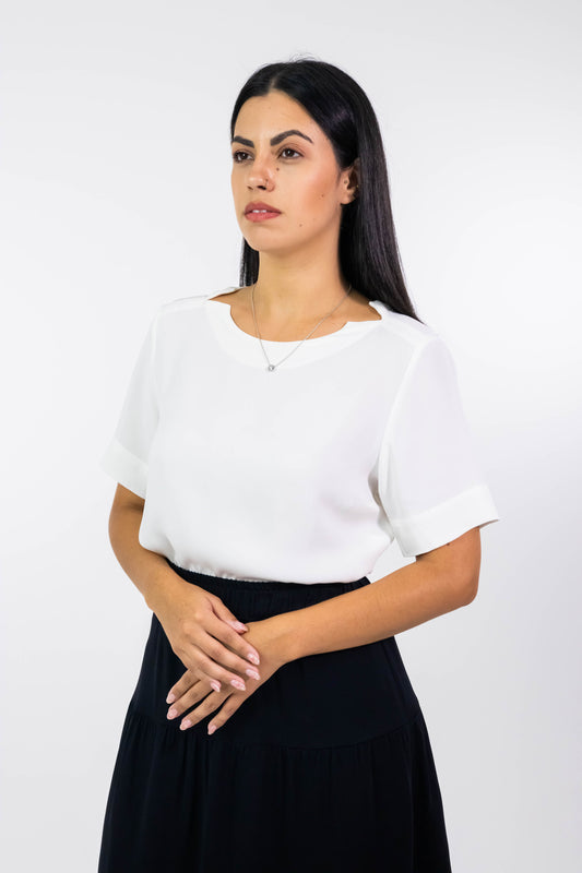 Blusa Karin White Crepe de Seda
