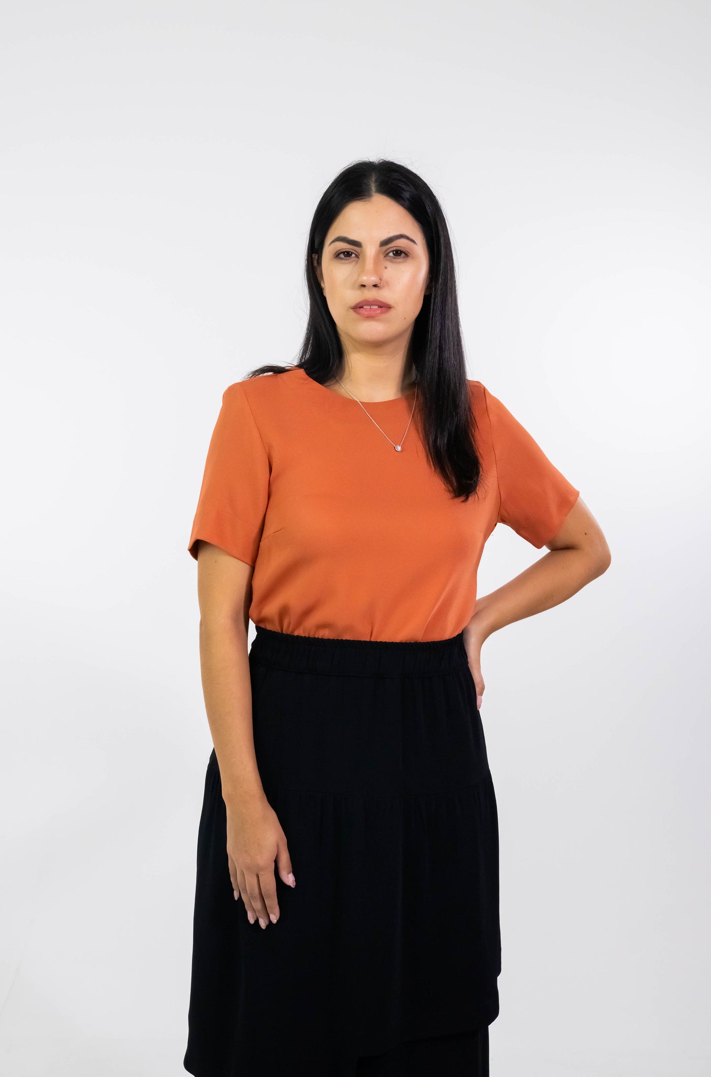 Blusa Karin Terracota Crepe de Seda