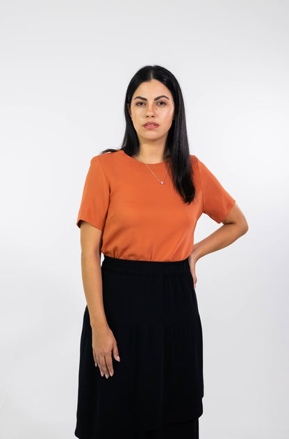 Blusa Karin Terracota Crepe de Seda