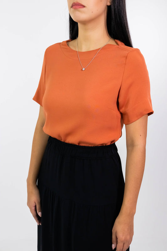 Blusa Karin Terracota Crepe de Seda