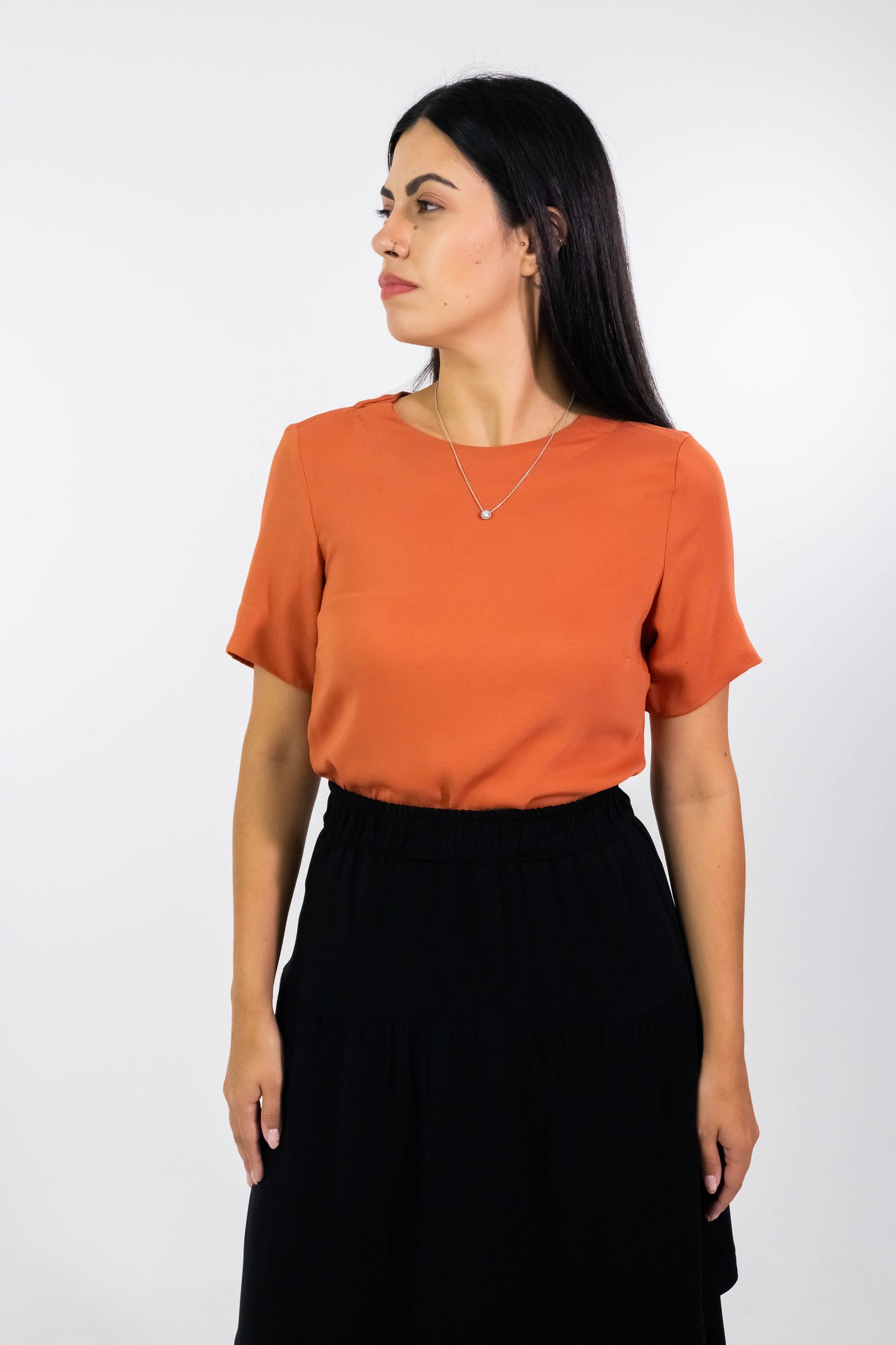 Blusa Karin Terracota Crepe de Seda