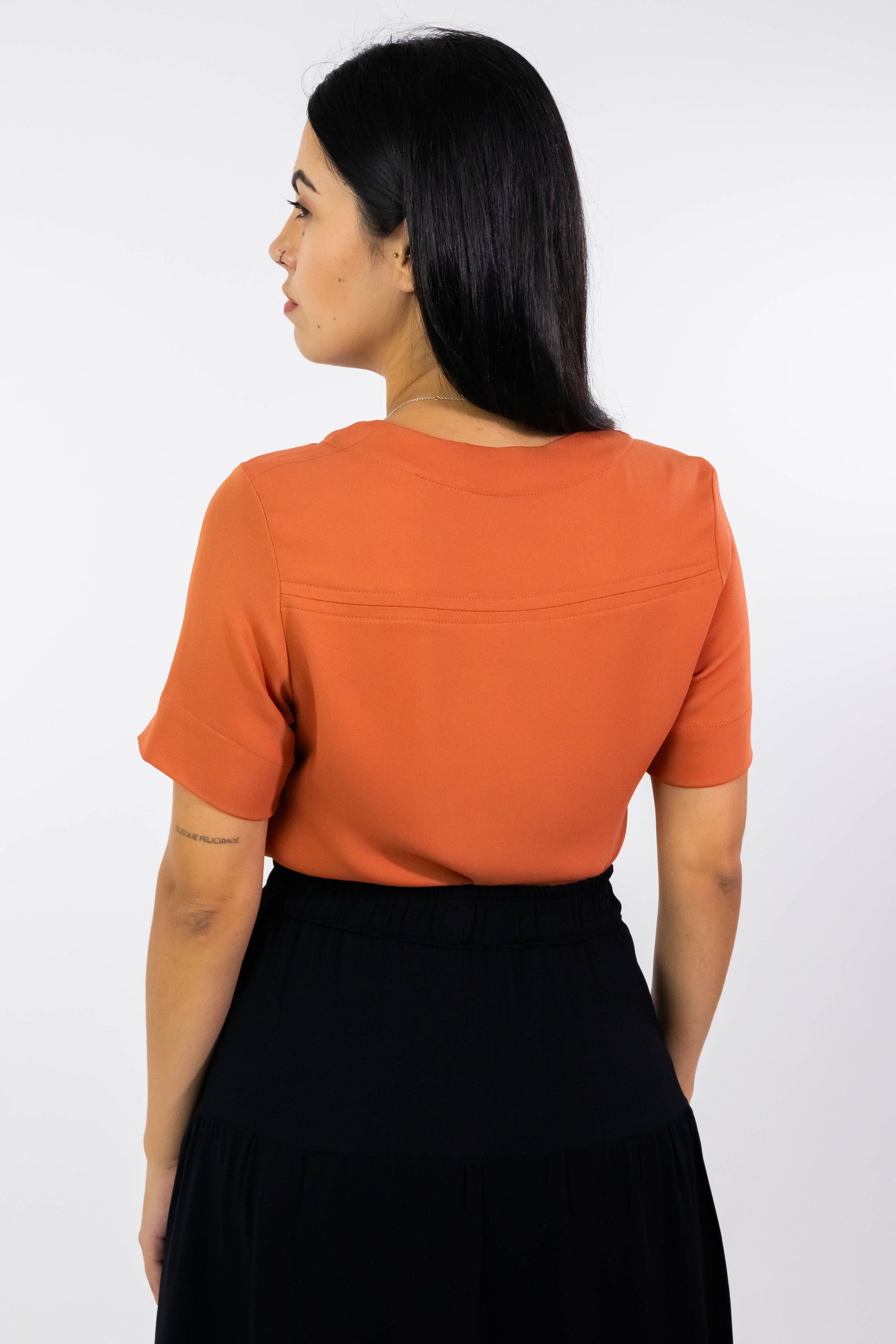 Blusa Karin Terracota Crepe de Seda
