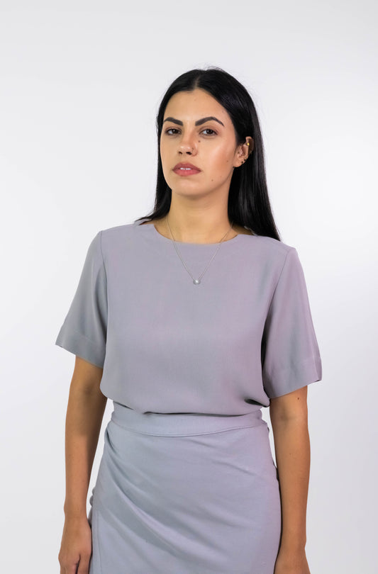 Blusa Karin Gray Crepe de Seda