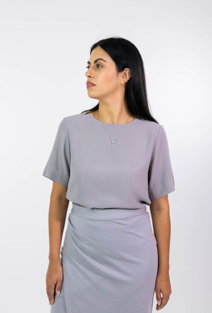 Blusa Karin Gray Crepe de Seda