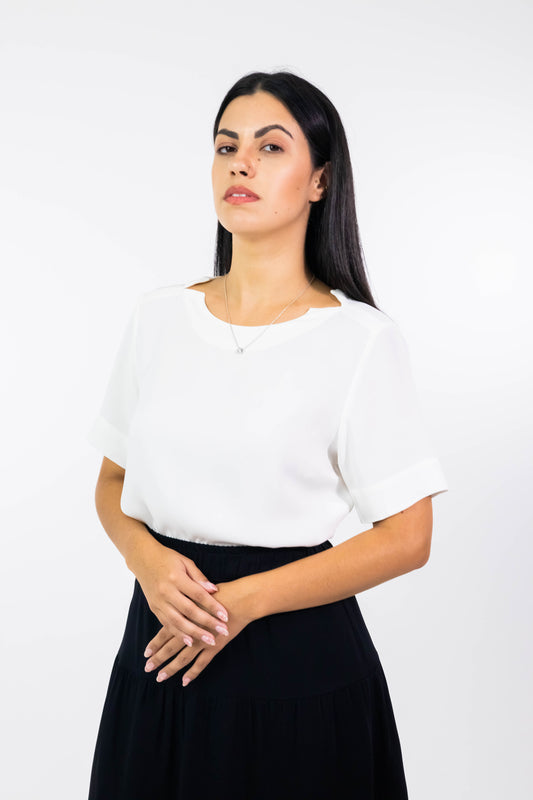 Blusa Karin White Crepe de Seda